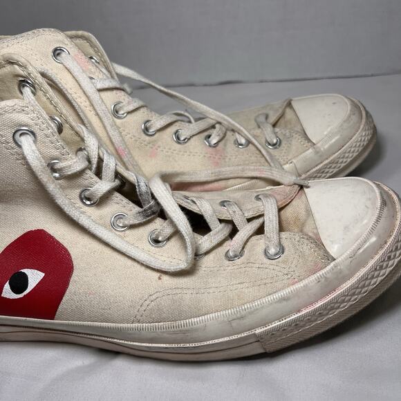 Converse x Comme Des Garcons Shoes Mens Size 12 Ivory High Top Chuck *AS IS READ - Picture 3 of 14